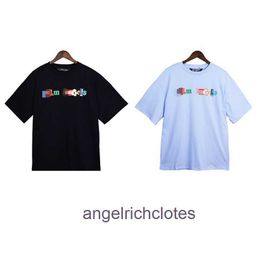 High end Designer clothes for Fashion Brand Pa Angels Colourful Letter Printing Short Sleeve Tshirt for Men and Women High Street Half Sleeve Shirt with trademark tag