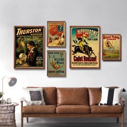 Retro Circus Posters Acrobat Magician Wild West Kraft Paper Prints Vintage Home Room Aesthetic Art Wall Decor Painting Picture