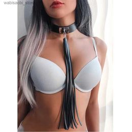 Other Health Beauty Items Adult y Collar Leather Tassel Whip Flirting Performance Props SM Binding Bondage Female Slave Neck Cover Adult Toy L49