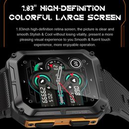 C20 Pro Outdoor Rugged Smart Watch Men Bluetooth Call IP68 Waterproof 123 Sports Modes Health Monitor Voice Assistant PK Tank M2
