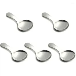 Coffee Scoops Stainless Steel Serving Spoons With Short Handle For Ice Cream Salt Tea Baby (Silver 10 Pcs)