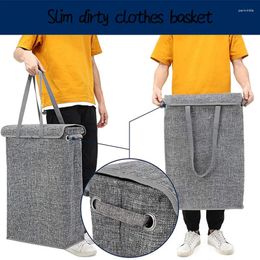 Laundry Bags 40L Tall Thin Hamper With Handles Waterproof Lining Narrow Dirty Clothes For Bathroom Bedroom Dorm Organisation