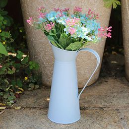 Vintage Shabby Chic Flower Vase Tin Pitcher Jug Metal Wedding Home Decor 20cm