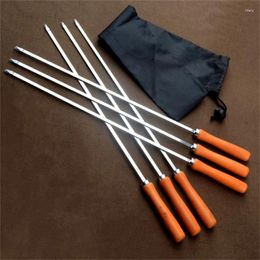 Tools Set Of 6 Stainless Steel Grilling Skewers Flat Barbecue Suitable For Outdoor Cooking And Picnics