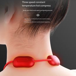 Mini EMS Portable Neck and Shoulder Massager Safe Hide With Heat Electric Pulse Deep Tissue Pendant Shape Personal Health Care