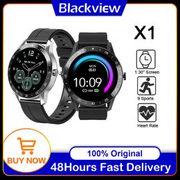Watches Blackview X1 Smart Watch 5ATM Waterproof Heart Rate Sports Clock Sleep Monitor UltraLong Battrey for xiaomi huawei IOS Phone