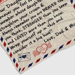Personalized Blanket To My Daughter Gift Letter From Dad Mom To Our Daughter Airmail Throw Blanket Positive Encouraging Souvenir