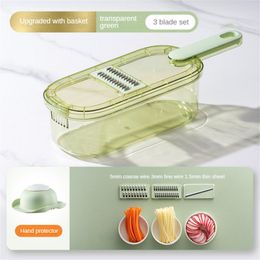 Multifunctional Vegetable Cutter With Storage Basket Vegetable Cutter Light Luxury Transparent Green Kitchen Household