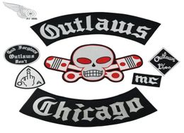 Popular Outlaw Chicago Embroidery Patches For Clothing Cool Full Back Rider Design Iron On Jacket Vest80782525454802