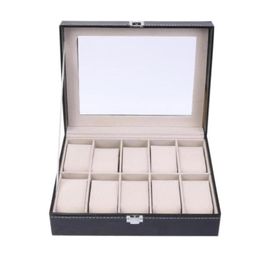 10 Cell Grids Fashion PU Leather Watch Boxes Storage Organiser Box Jewellery Ring Display Watch Case Black Display Clock Bo5869562