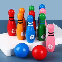 Wooden Digital Bowling Set for Indoor and Outdoor Sports Games for Toddlers Children and Adults Gifts for Boys and Girls