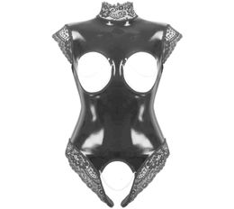 Erotic Fetish Body Suit Sexy Cupls Crotchls Teddy Lingerie Femme Black Lawbook Pvc Latex Catsuit Gothic Women Porn Costume3088607