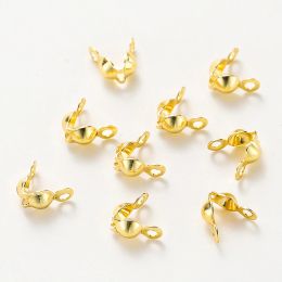 10-100Pcs 14K/18K Gold Plated Stars Shells Calotte Crimp End Brass Beads Necklace Chain Clasp Connector For DIY Jewelry Supplies