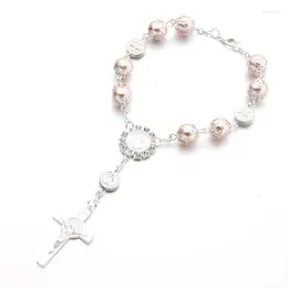 Charm Bracelets Baptism Rosary Faux Pearls For Cross Bracelet Baby Shower Party/Wedding/Gift