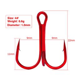 10PCS Black/Red Sharpened Fishing Treble Hooks Fish Fishing Tackle Tools Accessories