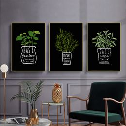 Canvas Painting Potted Green Plants Posters and Prints Kitchen Office Nordic Minimalist Wall Art Pictures Living Room Home Decor