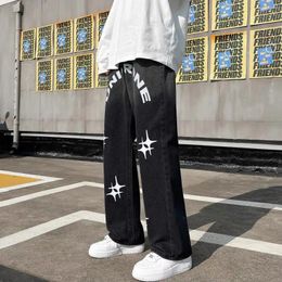 Men's Jeans With Print Star Vintage Men Trendyol Denim Trousers Baggy Black Y2k Jean Hip Hop FASHION Streetwear Man Pants