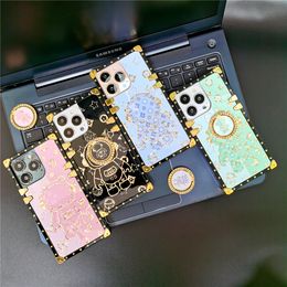 Luxury Glitter Astronaut Flower Cover Square Case For Samsung Galaxy S24 Ultra S23 Ultra S22 Plus S10 S20 S21 S23 FE Note 20 10