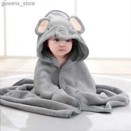 Blankets Swaddling Toddler Baby Hooded Bath Towel Newborn Kids Bathrobe Super Soft Blanket Warm Sleeping Swaddle Wrap for New Born Boys Girls Y240411