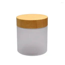 Storage Bottles 10pcs Frost PET Facial Cream Pots Refillable Bottle Bamboo Wood Lid Empty Plastic Hair Mask Jars 250ml Containers For