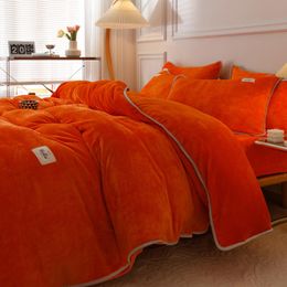 1pc Coral Fleece Duvet Cover Orange Colour Warm Soft Thicker Bed Cover for Winter housse de Queen/King Blanket