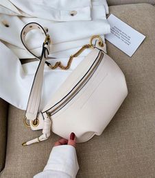 Waist Bags Fashion Simple Beige Fanny Pack For Women Solid Color PU Leather Belt Chain Chest Sling Crossbody Summer 20213950422