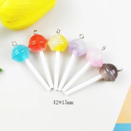JeQue 10Pcs Sugar Candy Lollipop Resin Charms Diy Findings Kawaii 3D Keychain Earring Pendant For Jewelry Making Suppplie