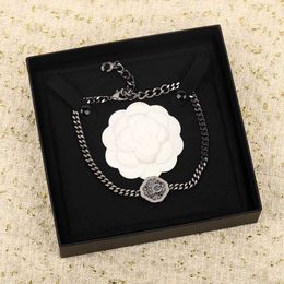 2024 Luxury quality charm pendant necklace with diamond and black Colour desinger have stamp box choker PS7685B