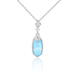 XYOP 925 Sterling Silver Rounded And Styled Natural Larimar Necklace Jewelry For A Personal Party