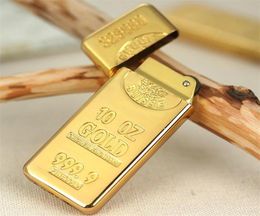 Lighters Cigarette Accessories Fashion Gold Bar Torch Shape Butane Gas Wheel Metal Lighter Inventory Whole9020429