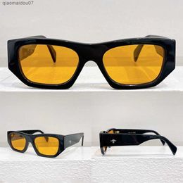 Sunglasses Designer fashionable mens and womens Sunglasses with letter square acetate frame brand on temples thick legs yellow lens SPRA01S driving vacationL2404