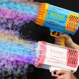 Sand Play Water Fun 69 Holes Rocket Bubble Gun Machine Angel LED Kids Automatic Soap Bubbles Blower Maker Toys for Wedding Party Outdoor Games L47