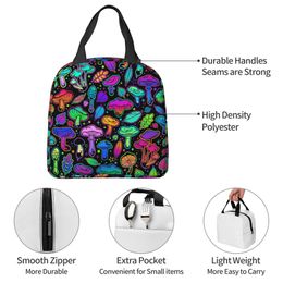 Psychedelic Magic Mushrooms Lunch Bag for Women Resuable Cooler Thermal Insulated Bento Box Work School Travel Picnic Food Tote