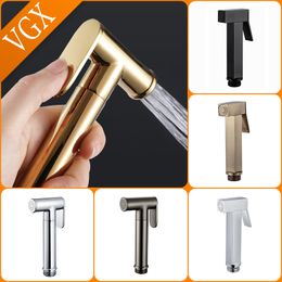 VGX Brass Bidet Faucets Handheld Bidet Sprayer Set For Toilet Crane Hand Sprayer Bathroom Shattaf Sprayer Hygienic Shower White