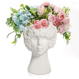 Vases XD-White Ceramic Flower Vase For Decor Modern Style Female Form Face Unique Home Office