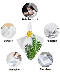 Green Leaves Plant White Table Napkin Set Wedding Banquet Table Cloth Soft Tea Towels Dinner Table Handkerchief