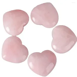 Decorative Figurines Rose Quartz Love Heart Shaped Healing Agate Natural Crystal Gemstone Reiki Worry Stones For Anxiety Relieve 40mm
