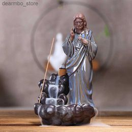 Arts and Crafts Jesus And The Madonna Creative Handicrafts Waterfall Backflow Incense Burner Home Decor Incense Stick Holder Ceramic Censer L49