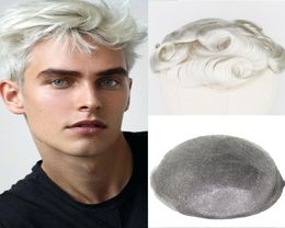 Blonde Human Hair Toupee for Men Brazilian Remy Hair Replacement System 8x10 Full PU Hand Tied Mens Toupee Hairpiece7593775