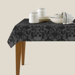 Gothic Skull Flower Black Rectangle Tablecloth Washable Polyester Table Cloth Cover for Kitchen Party Picnic Dining Decor