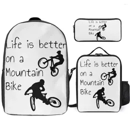 Backpack Mtb Mountain Bike Cycling Classic 11 3 In 1 Set 17 Inch Lunch Bag Pen Schools Graphic Vintage Firm Blanket Roll Sn