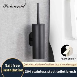Toilet Paper Holders Black Toilet Brush Holder Wall Bathroom Accessories Toilet Cleaning Brush Wall Hanging Cleaning Tool Durable Vertical WB8707 240410