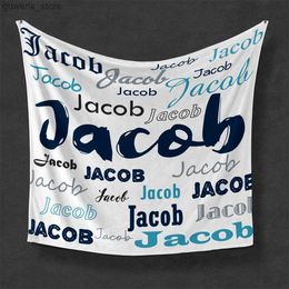 Blankets Swaddling Name Personalised Baby Infant Custom Flannel Fleece Blanket Swaddle Wrap For Newborn Boy Girl Baby Crib Bedding Birthday Gift Y240411