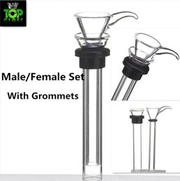 glass male slides and female stem slide funnel black rubber grommet Oring downstem for water glass bong glass pipes5860804