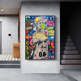 Abstract Graffiti Pop Art Portrait Posters Print Canvas Painting Famous Gustav Klimt Wall Picture For Living Room Home Decor