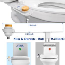 Tushy Toilet Seat Bidet Ultra-Slim Non-Electric Dual Nozzle Feminine Wash and Posterior Wash Pressure Controls