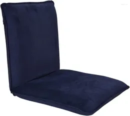 Pillow Folding Floor Chair Kids Teens Adults Adjustable 5-position Comfortable In-room Recliner - Navy Blue