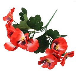 Decorative Flowers Home Plant Bunch Bouquet Pansy Fake Flower Ornaments 10 Heads 26cm Artificial Pvc Red/Orange/Purple Rose Red