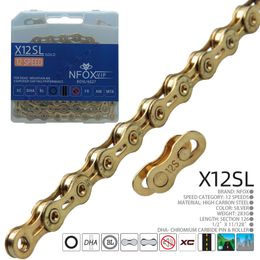 NFOX Mountain Road Bicycle bike Chain X 8 9 10 11 12 24 30 33 Speed EL Half Hollow SL Ultra Light Links MTB Racing Gold Silver