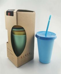 500ml color changing tumbler cold and color change water bottle froasted and assorted multicolor mug with lid straw A075782267